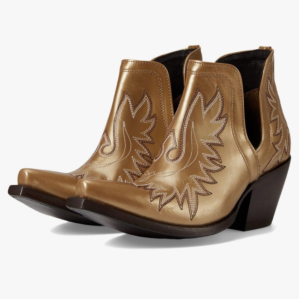 Ariat Womens Dixon Embroidered Snip Toe Casual Boots Ankle Mid Heel 2-3"